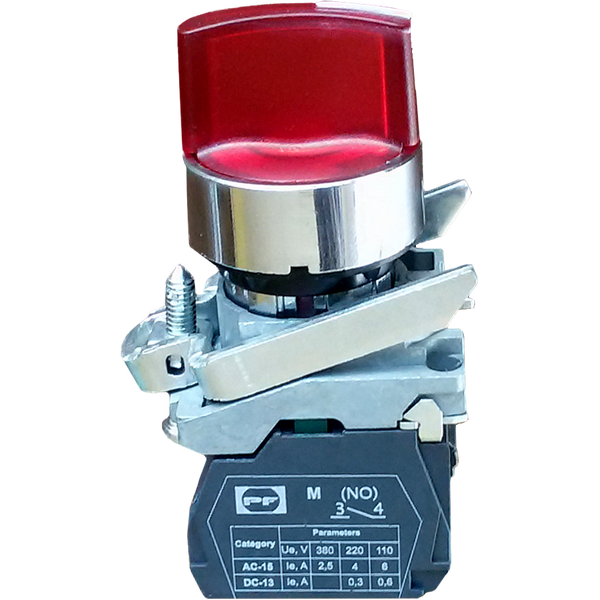 Pushbutton switch LED FP RecI3 RED 1NO+1NO (3 position with fixation) 1-0-2 IP40 24V image 1