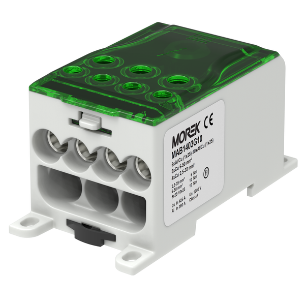 OJL400AF green in 10x(1x25) out 4x35/3X50mm² Distribution block image 2