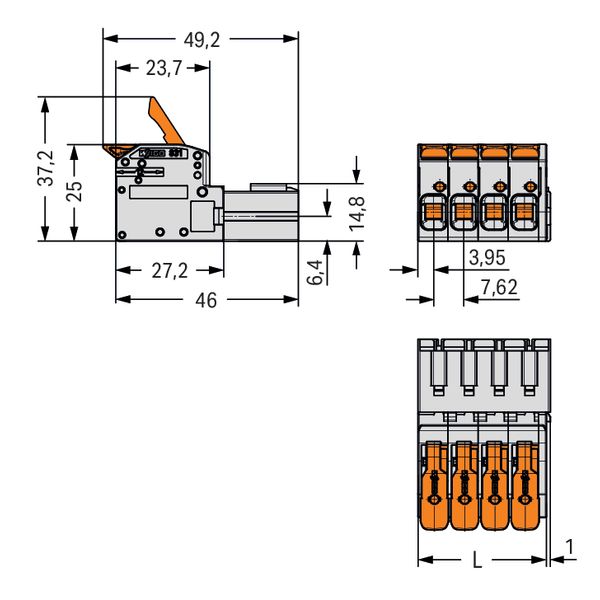 1-conductor male connector lever Push-in CAGE CLAMP® light gray image 5