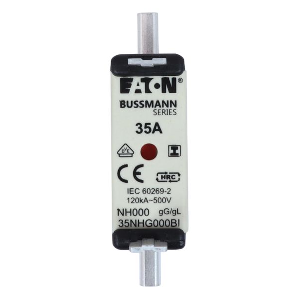 Fuse-link, LV, 35 A, AC 500 V, NH000, gL/gG, IEC, dual indicator, insulated gripping lugs image 8