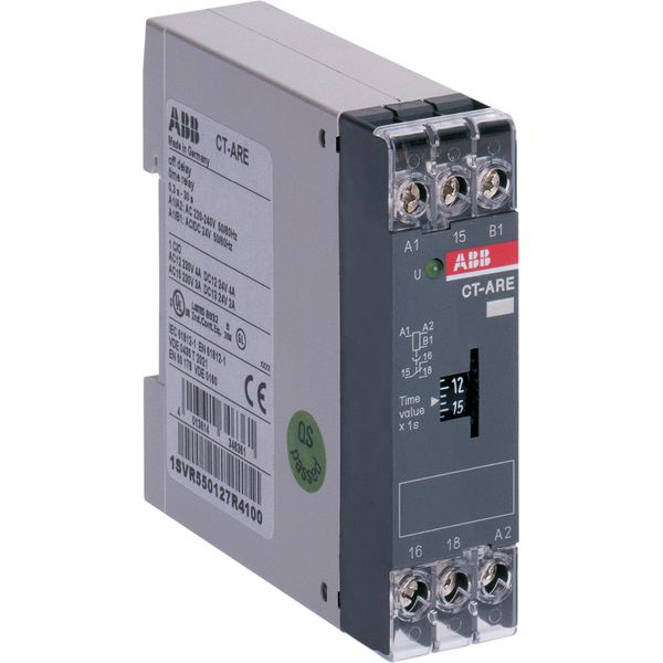CT-ARE Time relay, true OFF-delay 1c/o, 0.1-10s, 24VAC/DC, 220-240VAC image 1