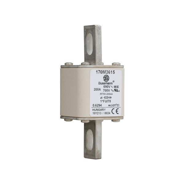 Fuse-link, high speed, 200 A, AC 690 V, compact size 1, 45 x 45 x 110 mm, aR, IEC, UL image 5