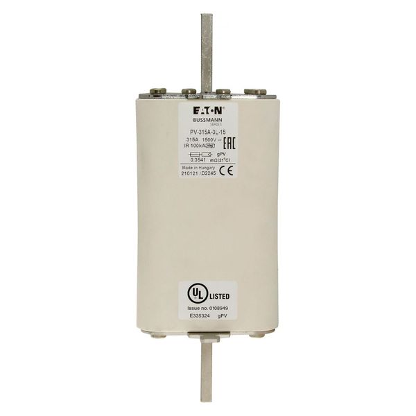 Fuse-link, high speed, 315 A, DC 1500 V, 3L, 75 x 205 mm, gPV, IEC, UL, with indicator image 12