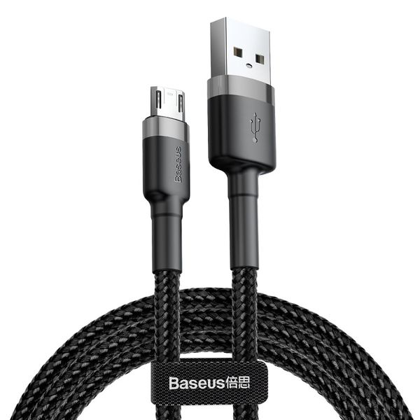 Cable USB A plug - micro USB plug 3.0m QC3.0 Cafule grey+black BASEUS image 3
