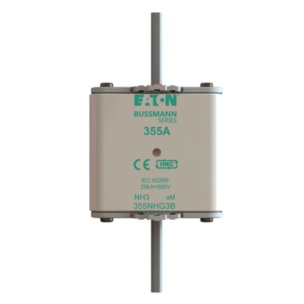 Fuse-link, low voltage, 355 A, AC 500 V, NH3, aM, IEC, dual indicator image 1