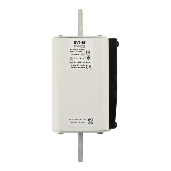 Fuse-link, high speed, 500 A, DC 1500 V, 3L, 75 x 205 mm, gPV, IEC, UL, with indicator, bolted contacts image 8