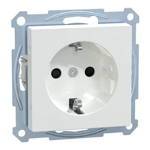 SCHUKO socket-outlet, shutter, screwl. term., active white, glossy, System M image 4
