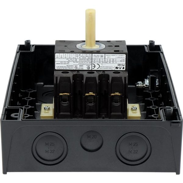 Main switch, P3, 63 A, surface mounting, 3 pole, STOP function, With black rotary handle and locking ring, Lockable in the 0 (Off) position image 6