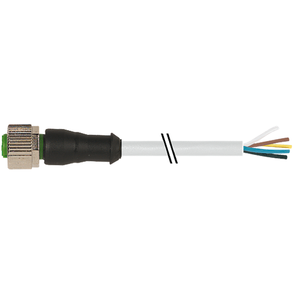 M12 female 0° A-cod. with cable PUR 5x0.34 gy UL/CSA+drag ch. 9.5m image 1