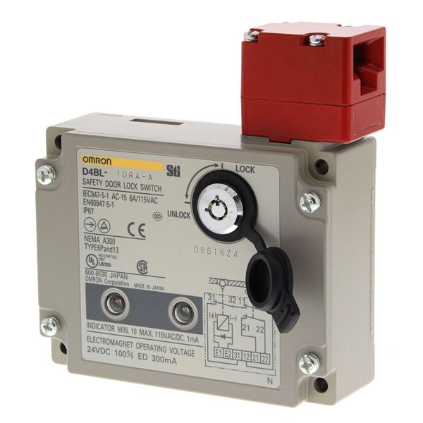 Safety door-lock switch, G1/2, 24 VDC solenoid lock, mechanical releas image 1