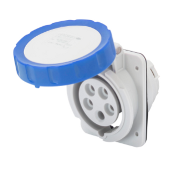 10° ANGLED FLUSH-MOUNTING SOCKET-OUTLET HP - IP66/IP67 - 3P+E 32A 200-250V 50/60HZ - BLUE - 9H - SCREW WIRING image 1