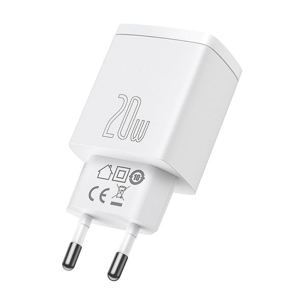 Wall Quick Charger 20W USB + USB-C QC3.0 PD3.0, White image 2