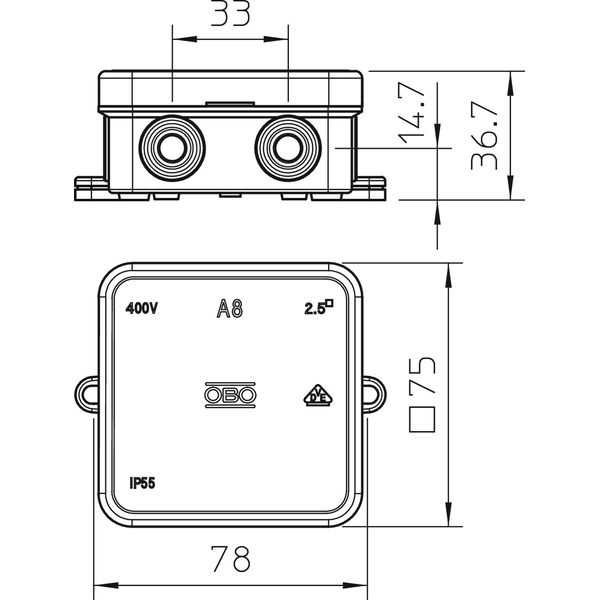 A 8 Junction box  75x75x36 image 2