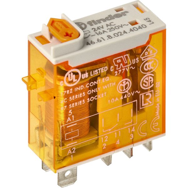 Mini.ind.relays 1CO 16A/24VAC/AgSnO2 Test button/Mech.ind. (46.61.8.024.4040) image 3