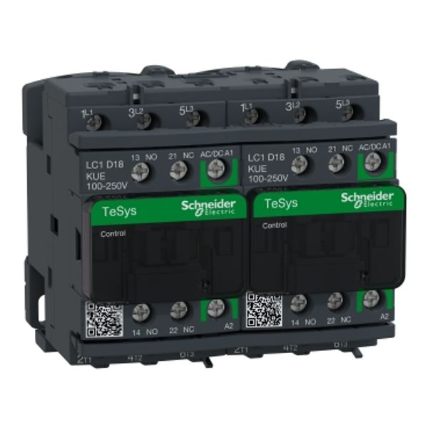TeSys Deca reversing contactor - 3P - = 440 V - 18 A AC-3 - 100...250 V AC/DC coil image 3