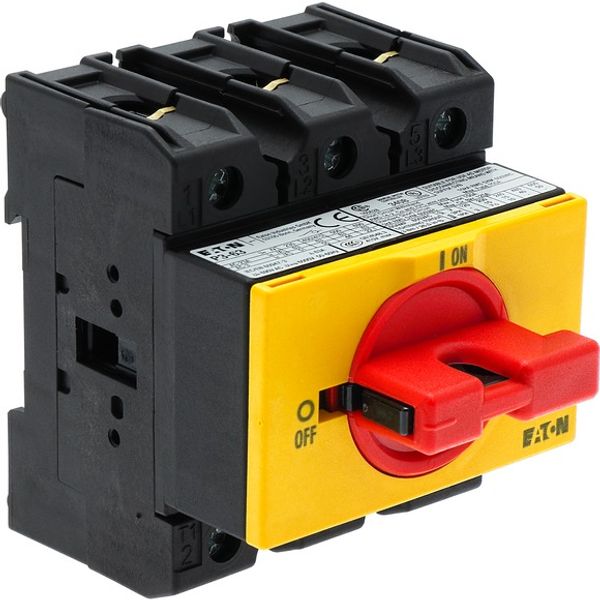 On-Off switch, P3, 63 A, service distribution board mounting, 3 pole, Emergency switching off function, with red thumb grip and yellow front plate, Lo image 8