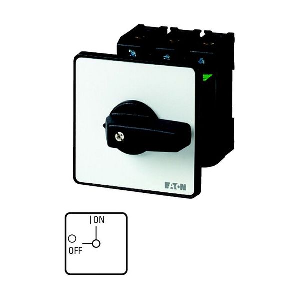 On-Off switch, P3, 63 A, rear mounting, 3 pole, with black thumb grip and front plate image 3