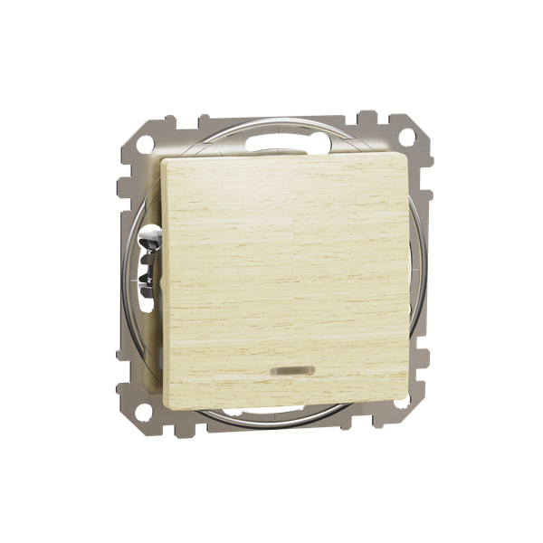 Sedna Design & Elements, 1-way switch 10AX Blue Locator LED, professional, wood birch image 5