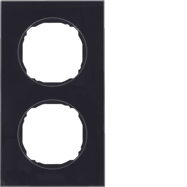 Frame 2gang, flat, R.8, glass black image 1