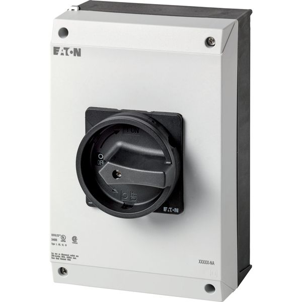 Main switch, P3, 63 A, surface mounting, 3 pole, STOP function, With black rotary handle and locking ring, UL/CSA image 2