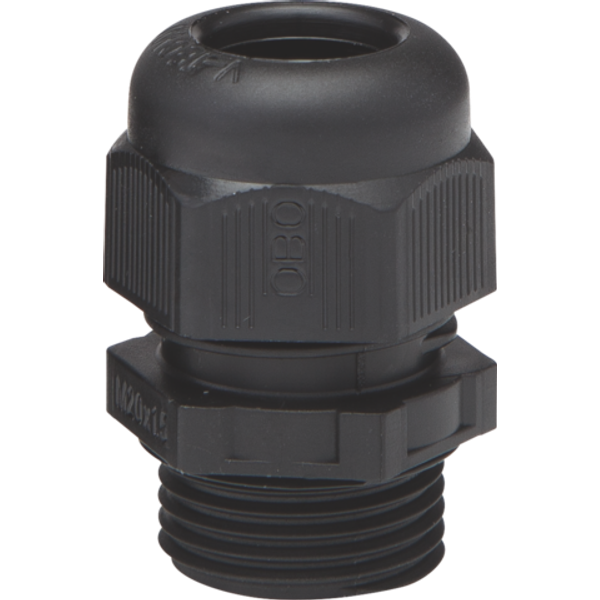 Splashproof M20 cable gland, black image 1