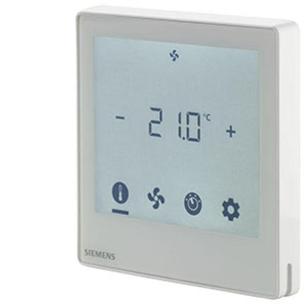 RDF800KN - Flush mount touch KNX room thermostat for 2-/4-pipe FCU with on/off output and 2x universal input, fit for both round and square conduit boxes image 2