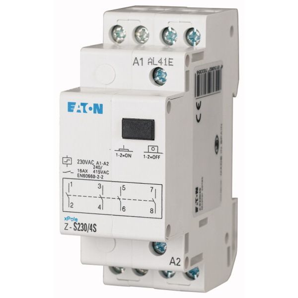 Impulse relay, 230AC, 4 N/O, 16A, 50Hz, 2HP image 1