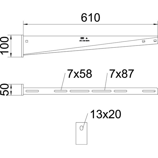 AW 30 61 FT Wall and Support bracket with welded head plate B610mm image 2