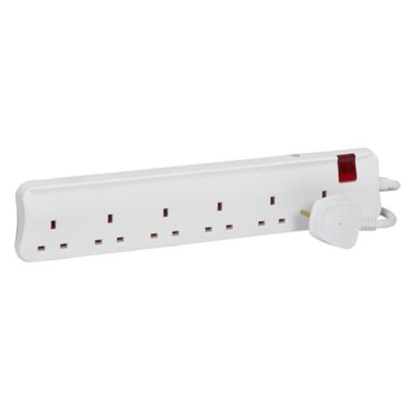 Multi-Outlet Extension Sockets British Standard 6X2P+E + 1 DP switch Illuminated British Standard plug + 3M cable length image 1