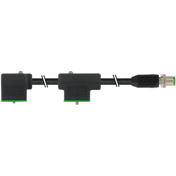 M12 male 0° A-cod. / MSUD double valve C-8mm PUR 4x0.75 bk UL/CSA 0.6m image 1