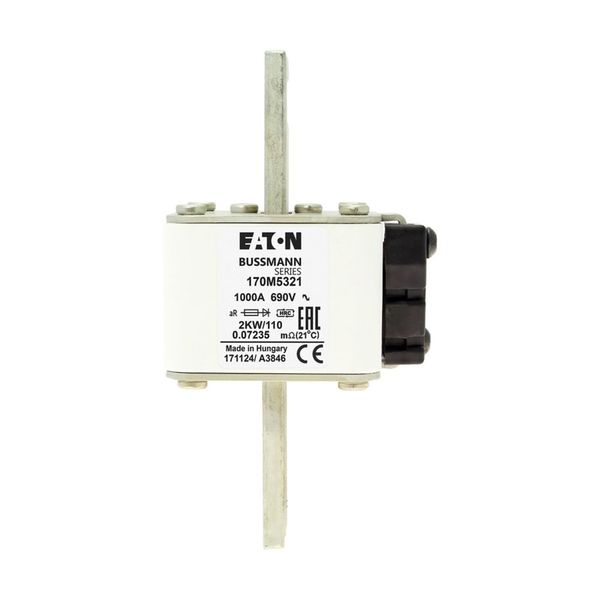 Fuse-link, high speed, 1000 A, AC 690 V, size 2, 61 x 77 x 138 mm, aR, IEC, single indicator image 15