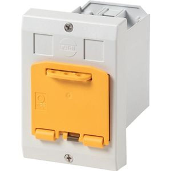 Insulated enclosure, E-PKZ0, H x W x D = 129 x 90 x 128 mm, flush-mounted, + VHI, + yellow padlock device image 2