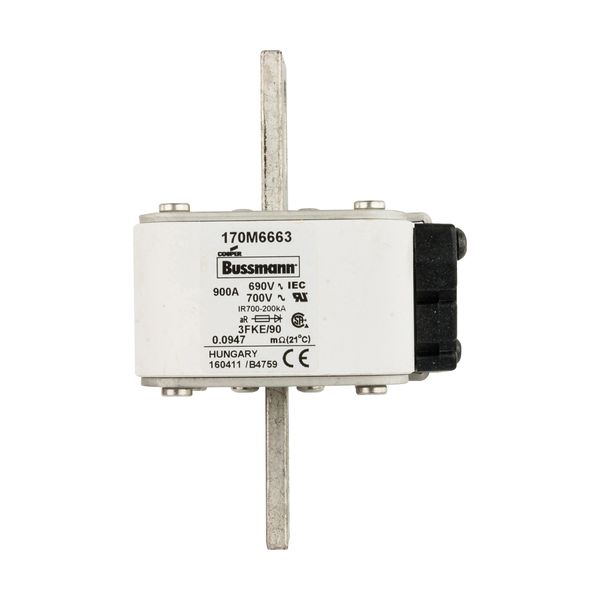 Fuse-link, high speed, 900 A, AC 690 V, size 3, 76 x 92 x 135 mm, aR, IEC, UL, single indicator image 16