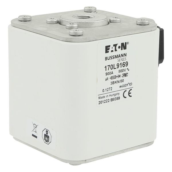 Fuse-link, high speed, 900 A, AC 800 V, Size 3, 76 x 92 x 83 mm, aR, IEC, single indicator image 9