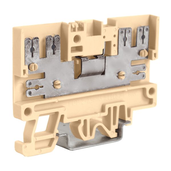 Terminal with flat connection, 6-poles with cross-connection slot, beige color image 1