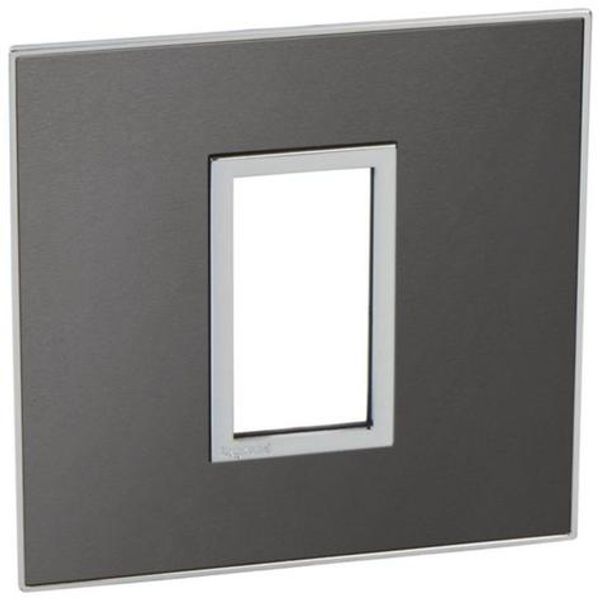 French and German standard plate square version 1 module - brushed metal black image 1