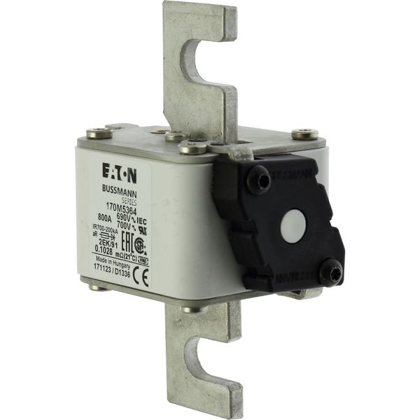 Fuse-link, high speed, 800 A, AC 690 V, size 2, 61 x 77 x 126 mm, aR, IEC, UL, single indicator image 3