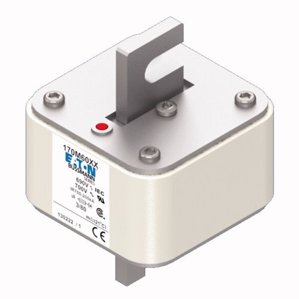 Fuse-link, high speed, 630 A, AC 690 V, DIN 3, 76 x 90 x 109 mm, aR, DIN, IEC, single indicator image 2