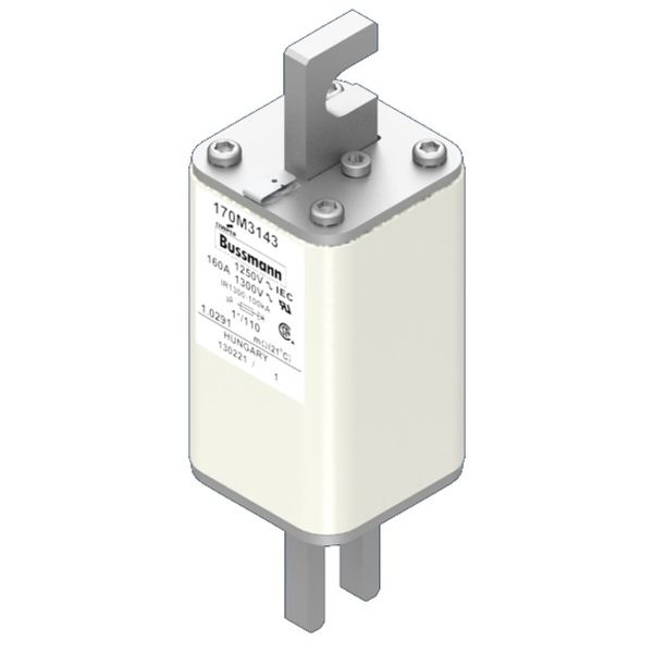 Fuse-link, high speed, 160 A, AC 1250 V, compact size 1, 45 x 45 x 138 mm, aR, DIN, IEC, single indicator image 1