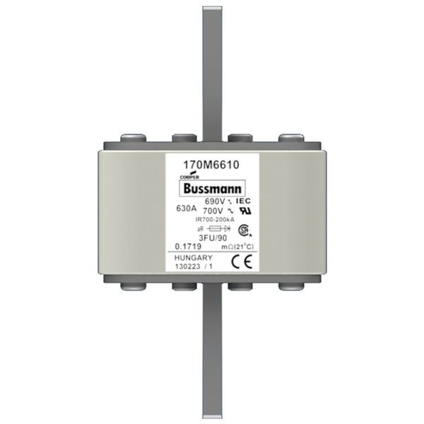 Fuse-link, high speed, 630 A, AC 690 V, size 3, 76 x 92 x 135 mm, aR, IEC, UL image 1