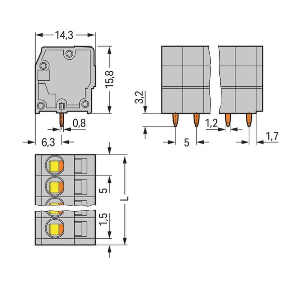 PCB terminal block 2.5 mm² Pin spacing 5 mm gray image 2
