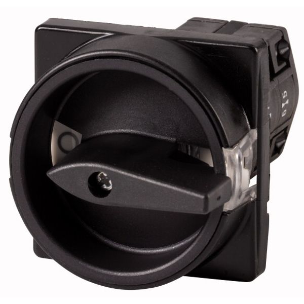 Control circuit switches, TM, 10 A, flush mounting, Contacts: 4, STOP function, With black rotary handle and locking ring, Lockable in the 0 (Off) pos image 1