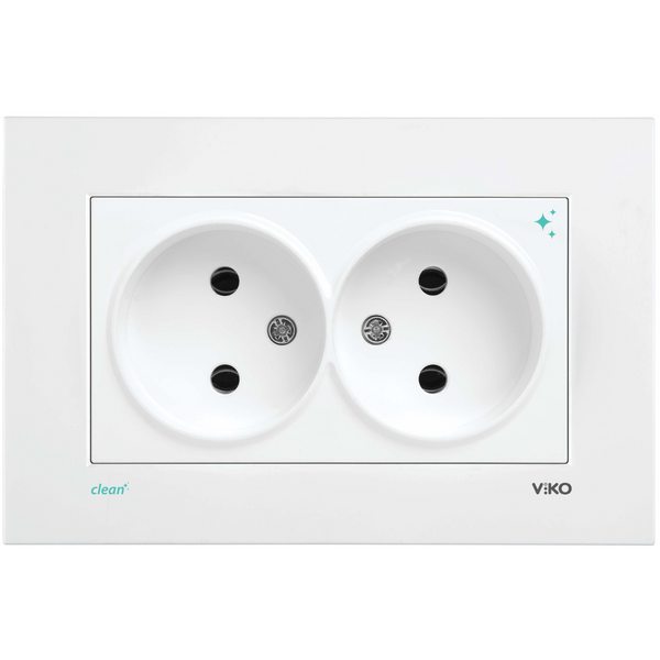 Karre Clean White Two Gang Socket image 1