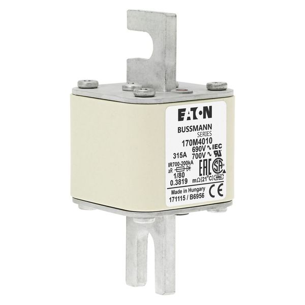 Fuse-link, high speed, 315 A, AC 690 V, DIN 1, 53 x 53 x 108 mm, aR, DIN, IEC, single indicator image 9