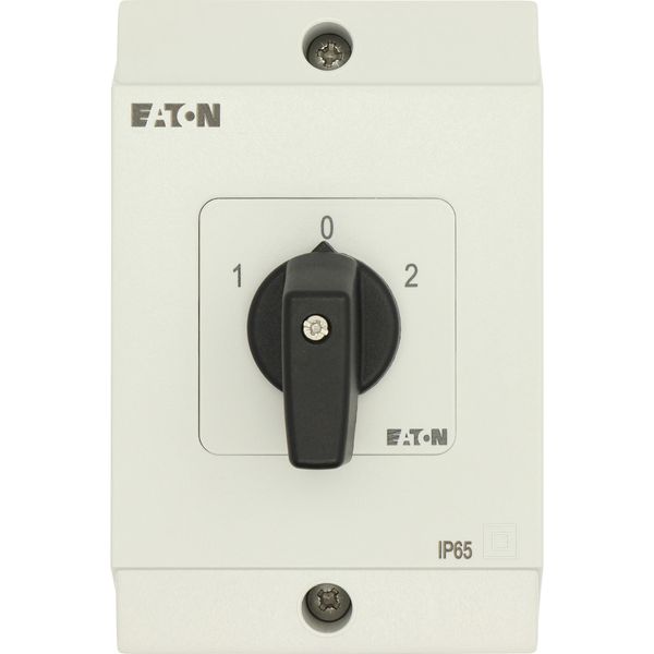 Reversing switches, T3, 32 A, surface mounting, 3 contact unit(s), Contacts: 5, 60 °, maintained, With 0 (Off) position, 1-0-2, Design number 8401 image 35