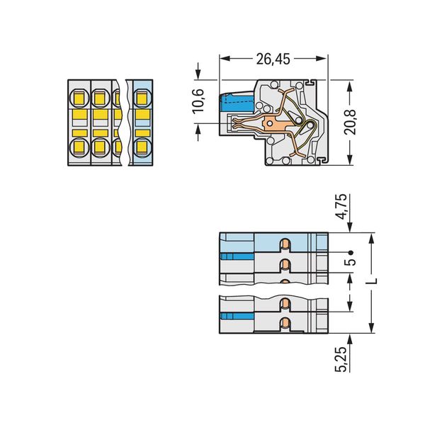 2-conductor female connector Push-in CAGE CLAMP® 2.5 mm² light gray image 3