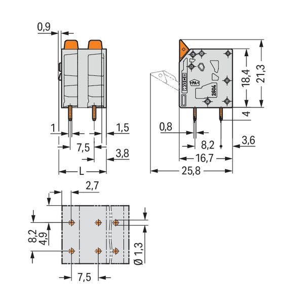 PCB terminal block lever 4 mm² gray image 5