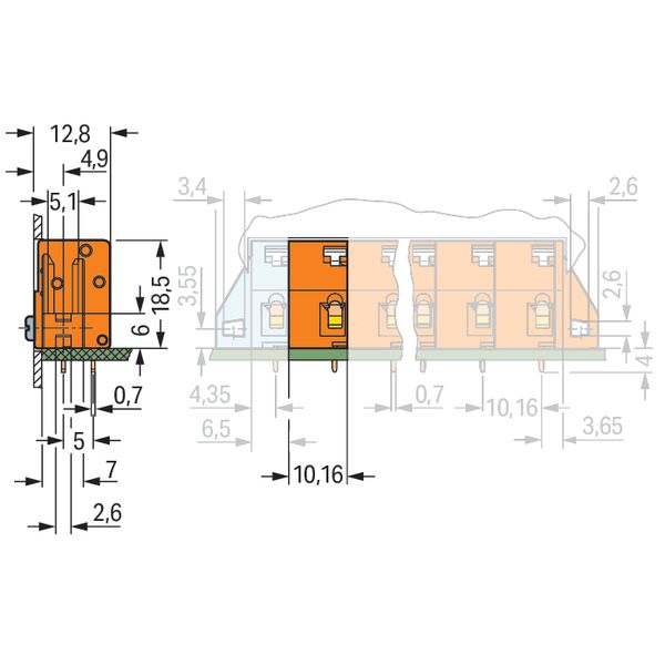 Stackable PCB terminal block push-button 2.5 mm² orange image 4