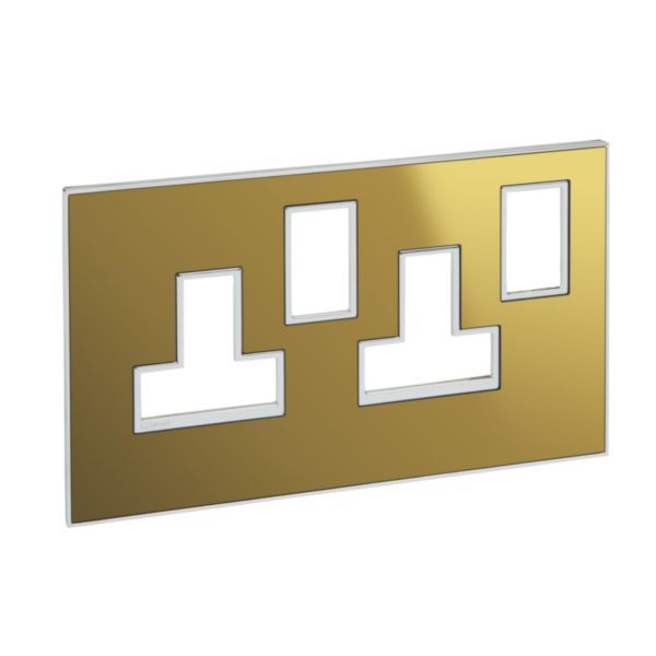 Arteor Surround Plate for 2 Gang 13A Switched Socket Outlet Reflective Gold image 1