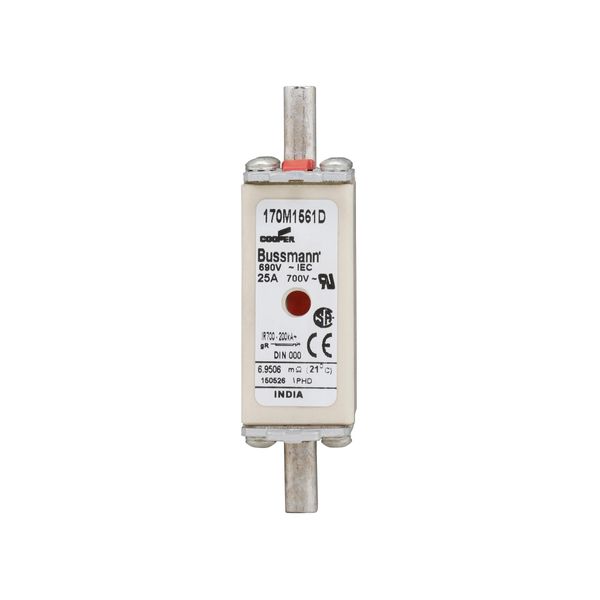 Fuse-link, high speed, 25 A, AC 690 V, DIN 000, gR, DIN, IEC, dual indicator, live gripping lugs image 21